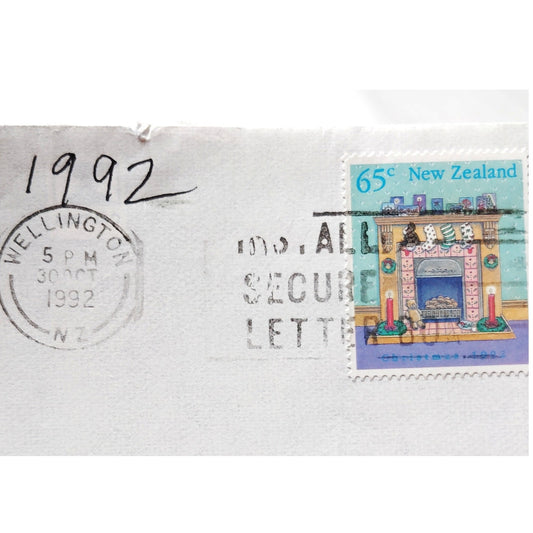 1992 New Zealand 65c Christmas Stamp Cover Wellington NZ Postmark to USA