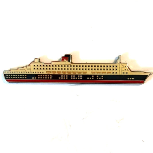 Queen Mary 2 Cunard Ship Profile Metal Enamel Die Cut Magnet Ocean Liner 3.5"