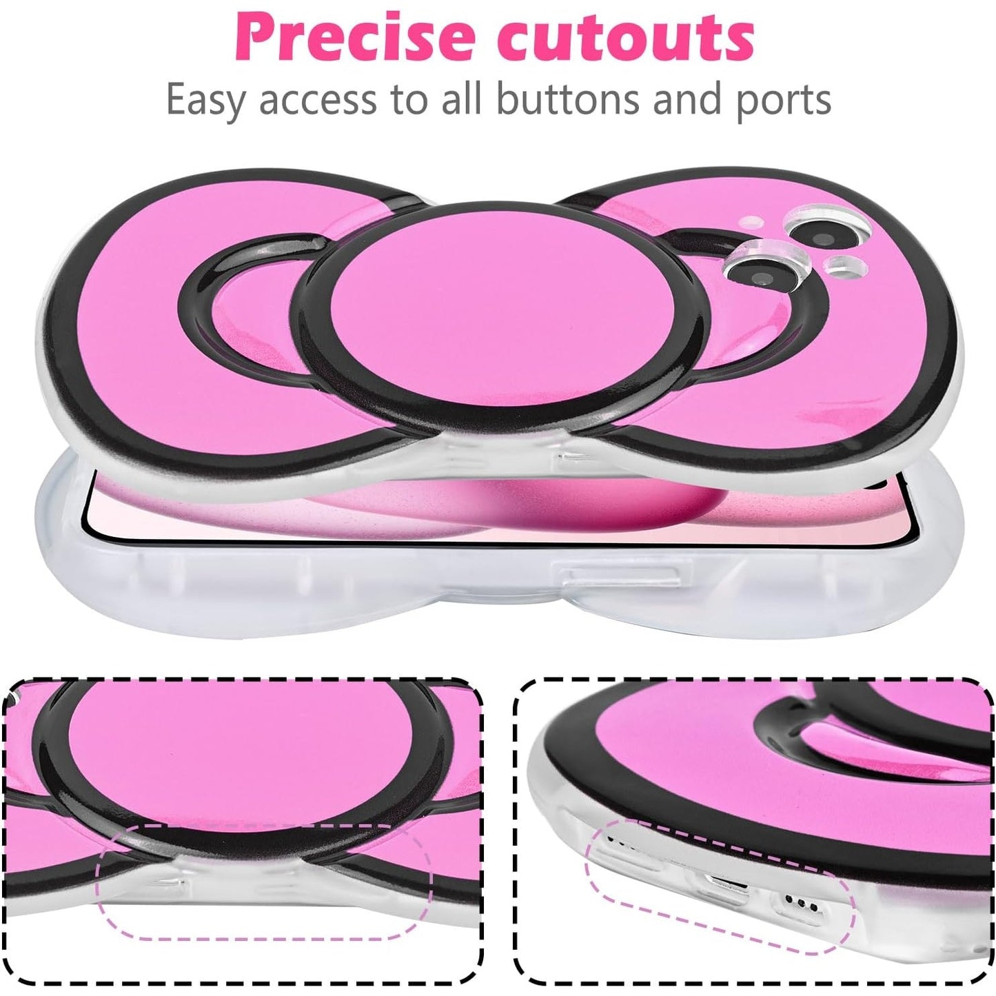 3D Bow Silicone Case for iPhone 12 Pink Protective Cover – NIP