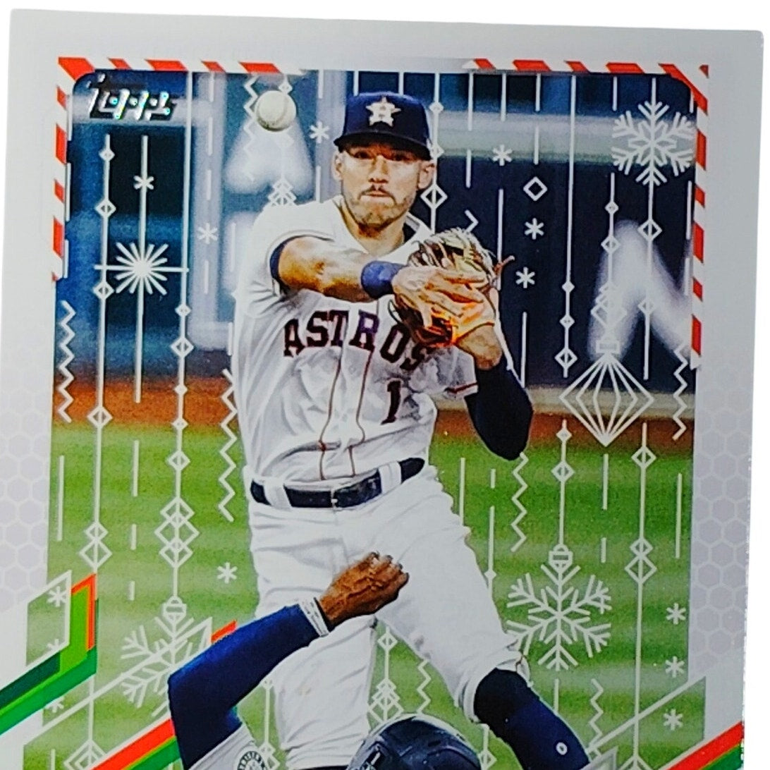 2021 Topps Holiday Carlos Correa HW8 Houston Astros SS Baseball Card VG/EX