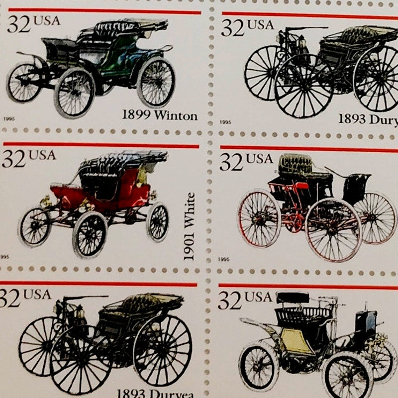 Block of 10 – 1995 USA 32¢ Antique Automobiles MNH Scott 3019–3023