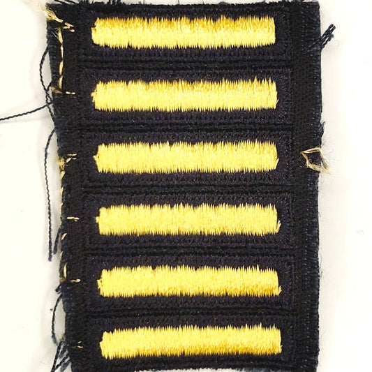 US Army Overseas Service Bar 6‑Bar (3 Yr) Gold on Blue OSB Patch 2‑1/2" × 1‑3/4"