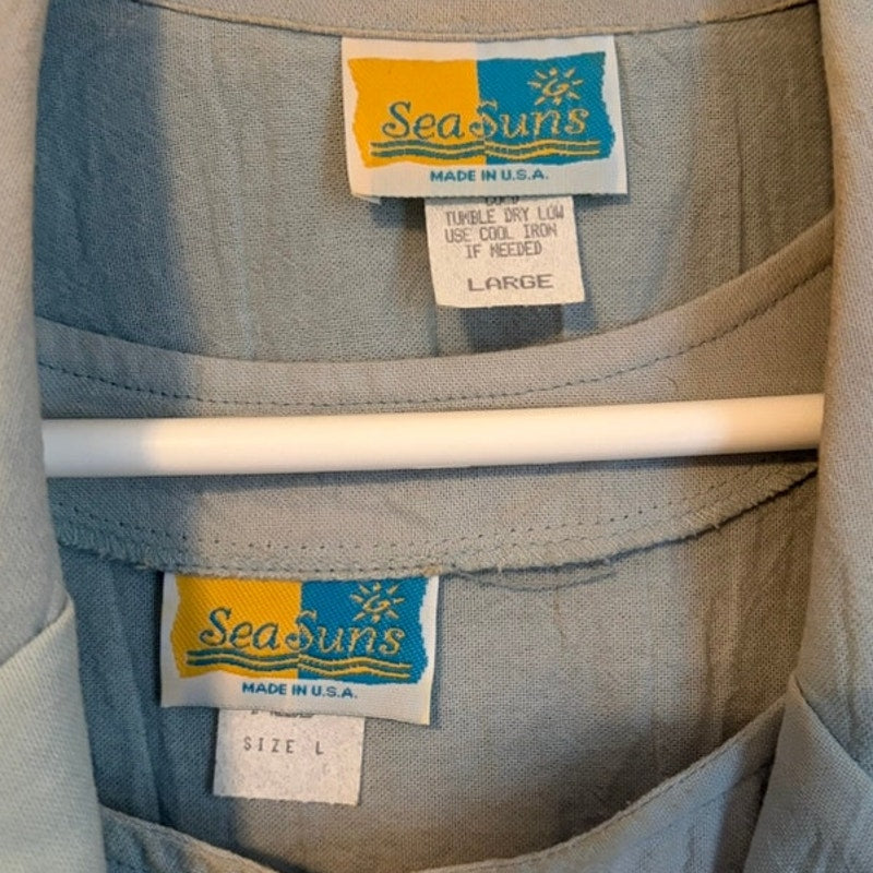 Vintage Sea Suns 3-Piece Matching Set L Blue Tank Cover-Up Pants USA Made