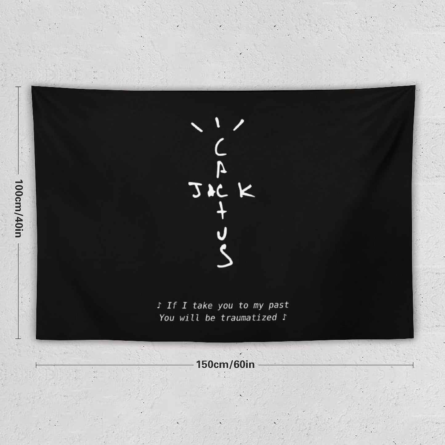 Cactus Jack Travis Wall Tapestry w/ Scott Logo & Lyric Print, 60x40 in