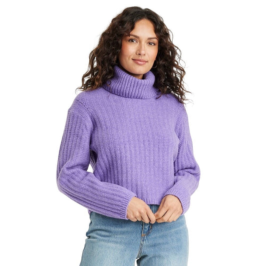 Universal Thread Womens XS Purple Mock Turtleneck Cashmere‑Like Pullover Sweater