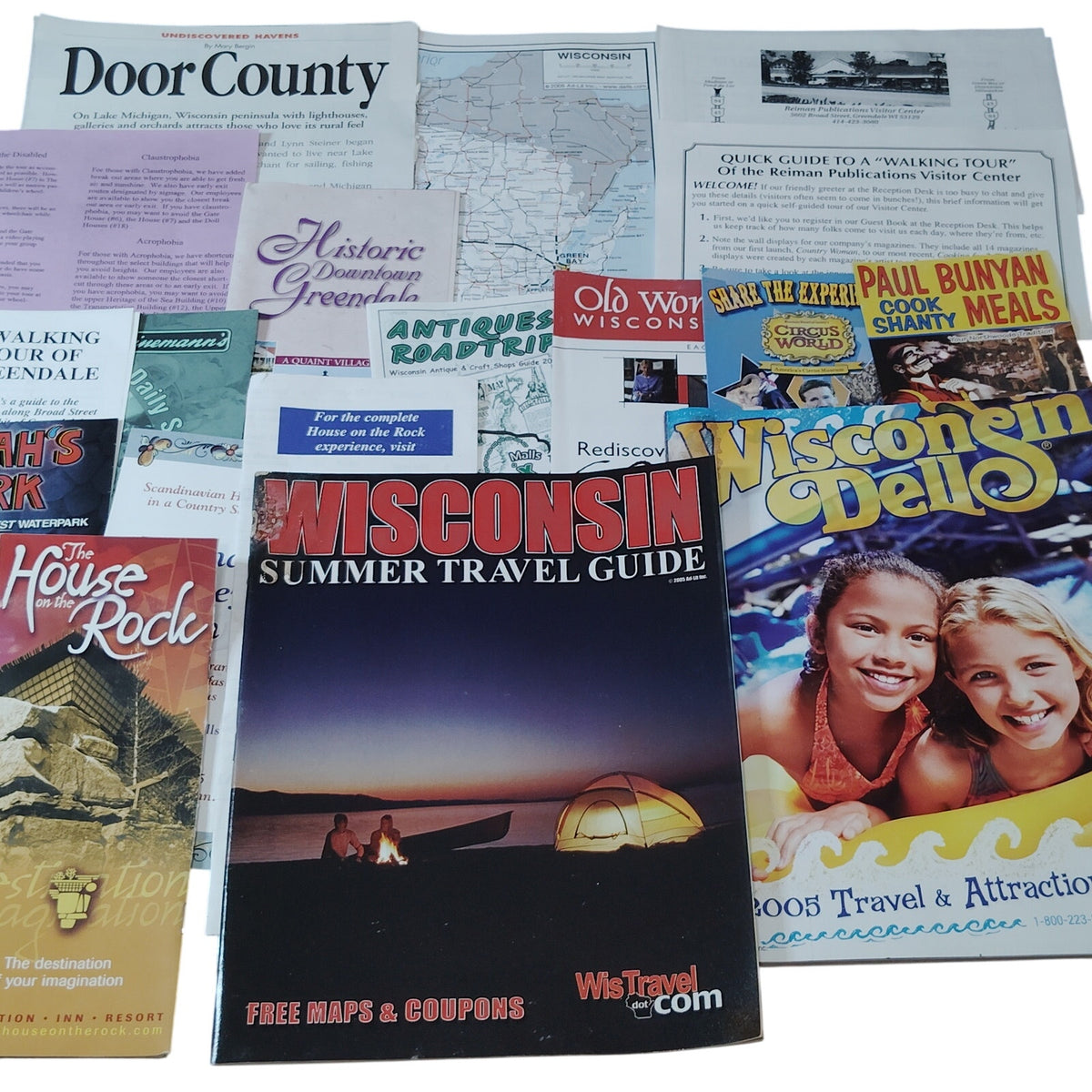 Wisconsin Travel Guides & Brochures Ephemera Lot- 2005 Vintage Paper Memorabilia