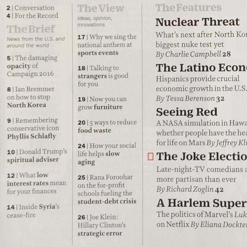 TIME Magazine September 26 2016 We Joke You Decide Late-Night Comedy Issue