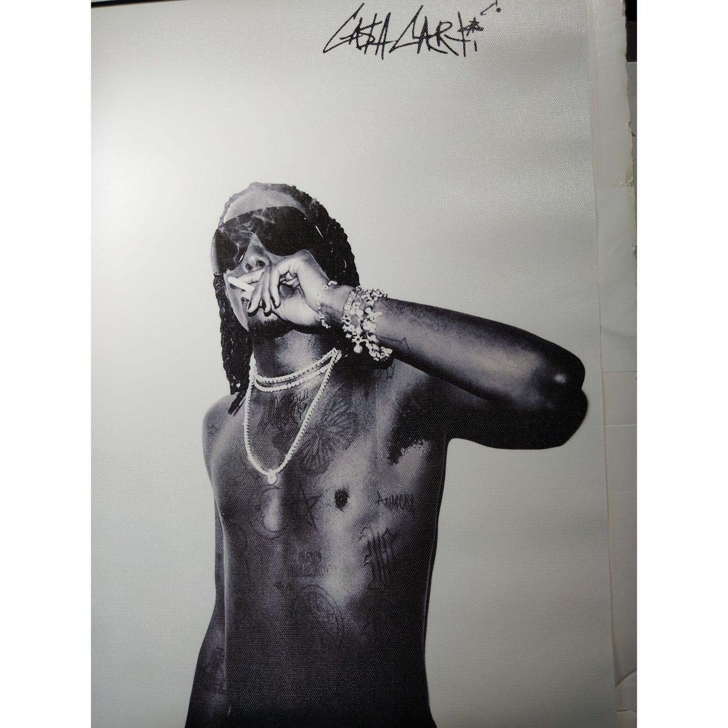 Playboi Carti Album Cover Canvas Print, Hip Hop Rap Music, Black/White Aesthetic, 12x16" Unframed
