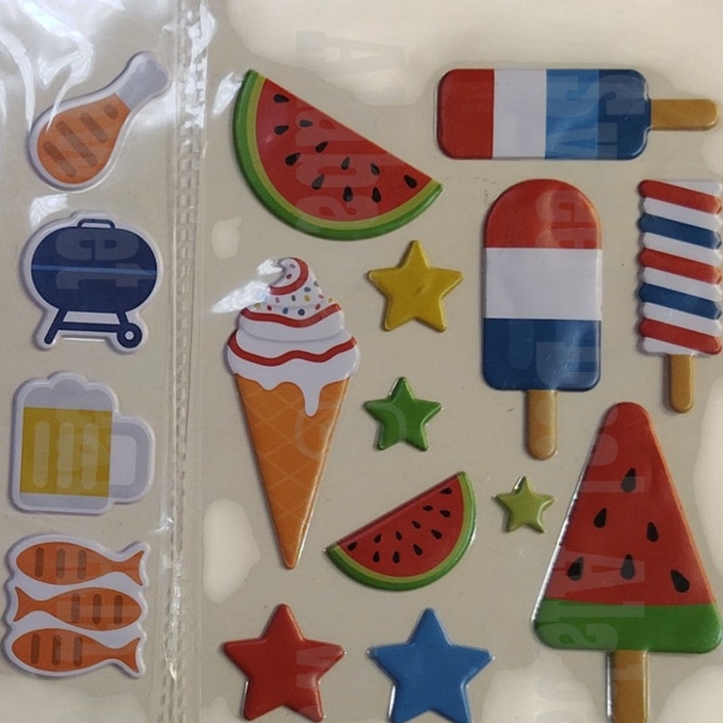 31 BBQ/Summer Theme Puffy Sticker Embellishments for Scrapbooking & More