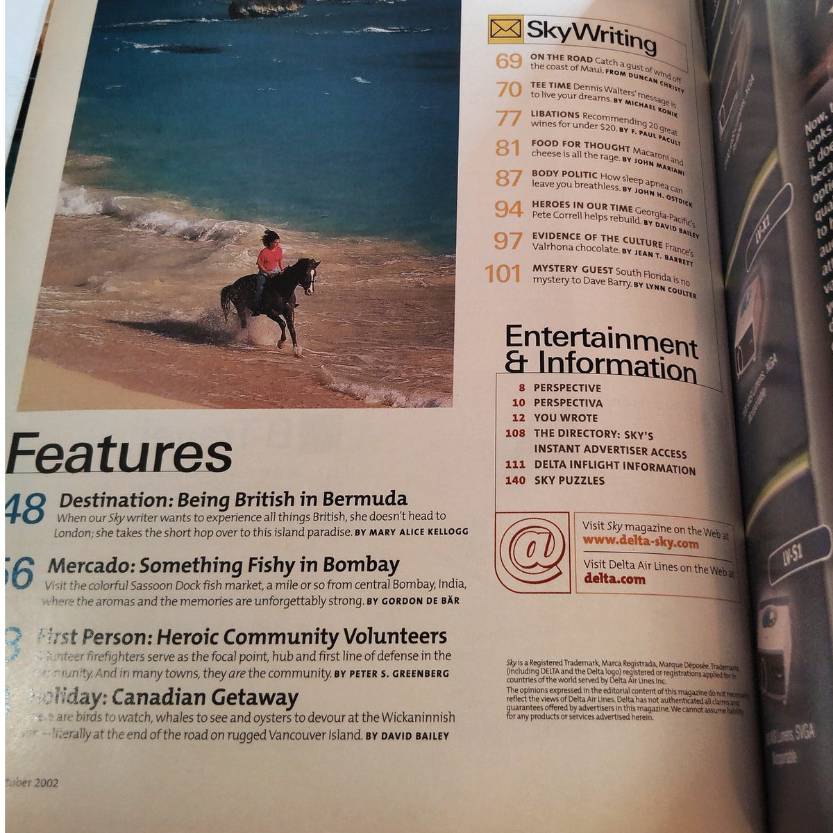 Delta SKY Magazine October 2002 - Atlanta, California, British Isles, Dave Barry