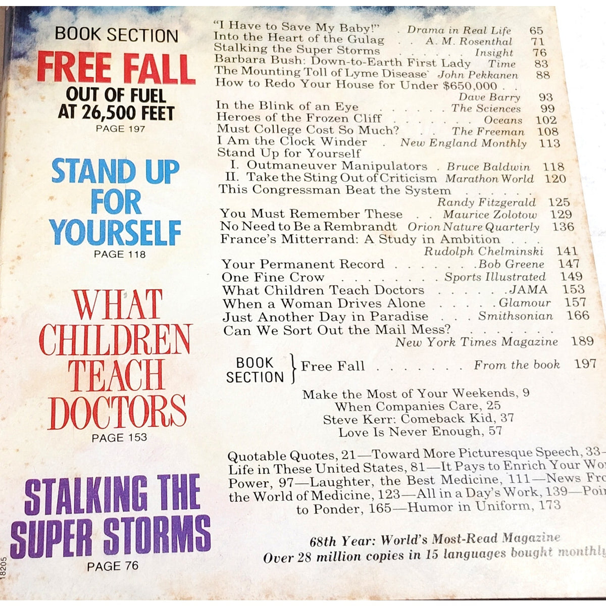 Reader's Digest April 1989 Vintage Magazine - Airplane Cover