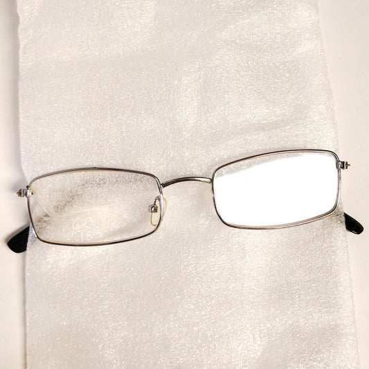 VTG Silver Full‑Rim Rectangular Metal Reading Glasses +3.00 Unbranded