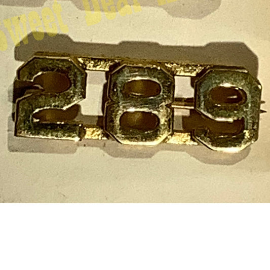 Early/Mid 1900s Brass C-Clasp Number "289" Collar Device 3/8"H Hat / Lapel Pin