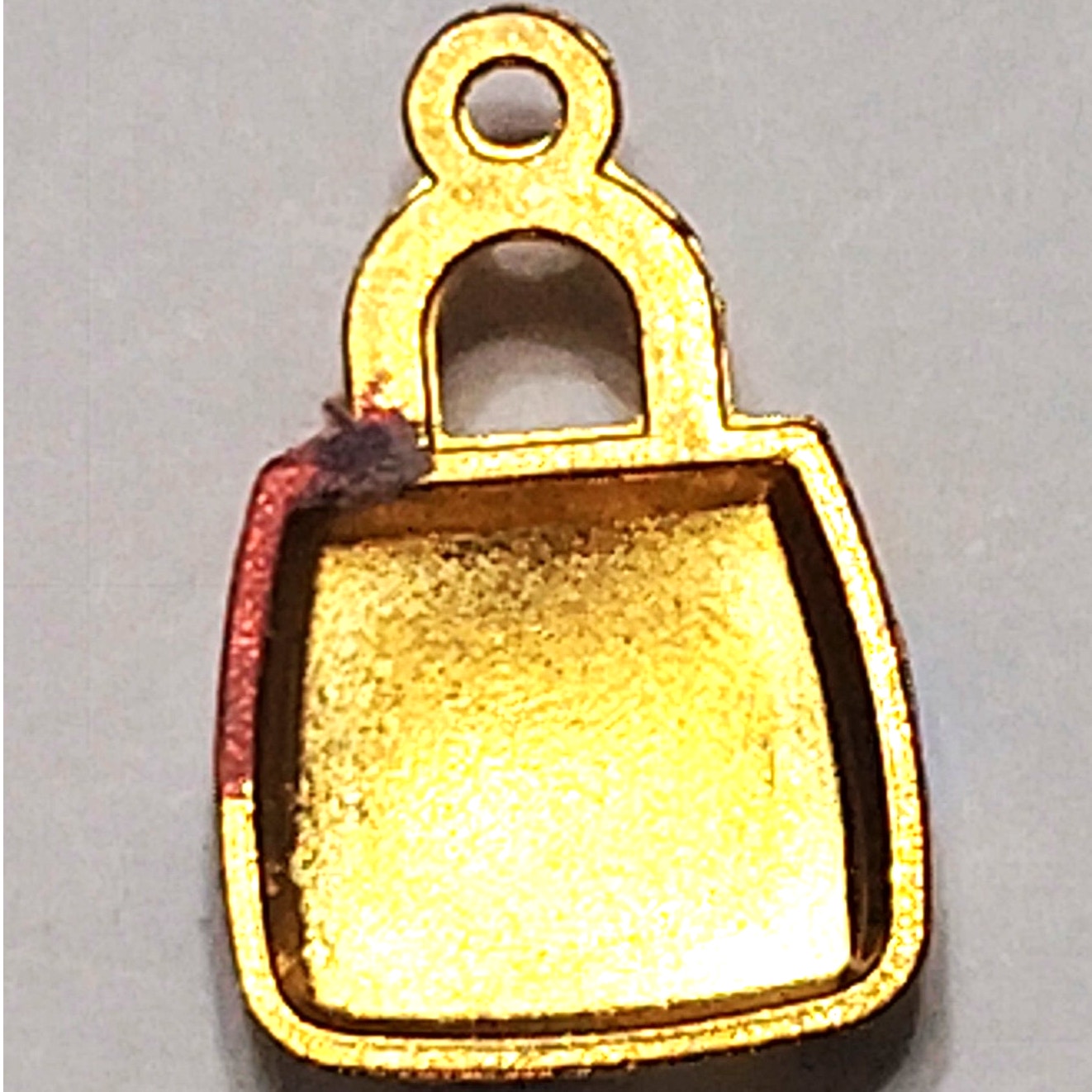 Black Checkered Purse Charm Enamel Gold‑Tone with Rhinestones 5/8" Pendant