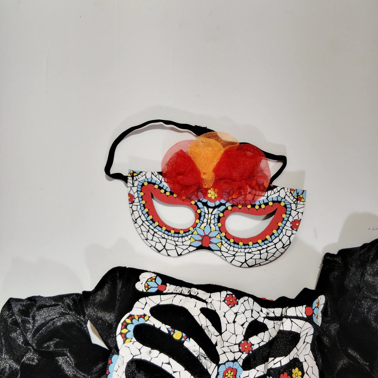 Girls Day of the Dead Skeleton Dress – Size 7‑8 – Skull Print Halloween Costume