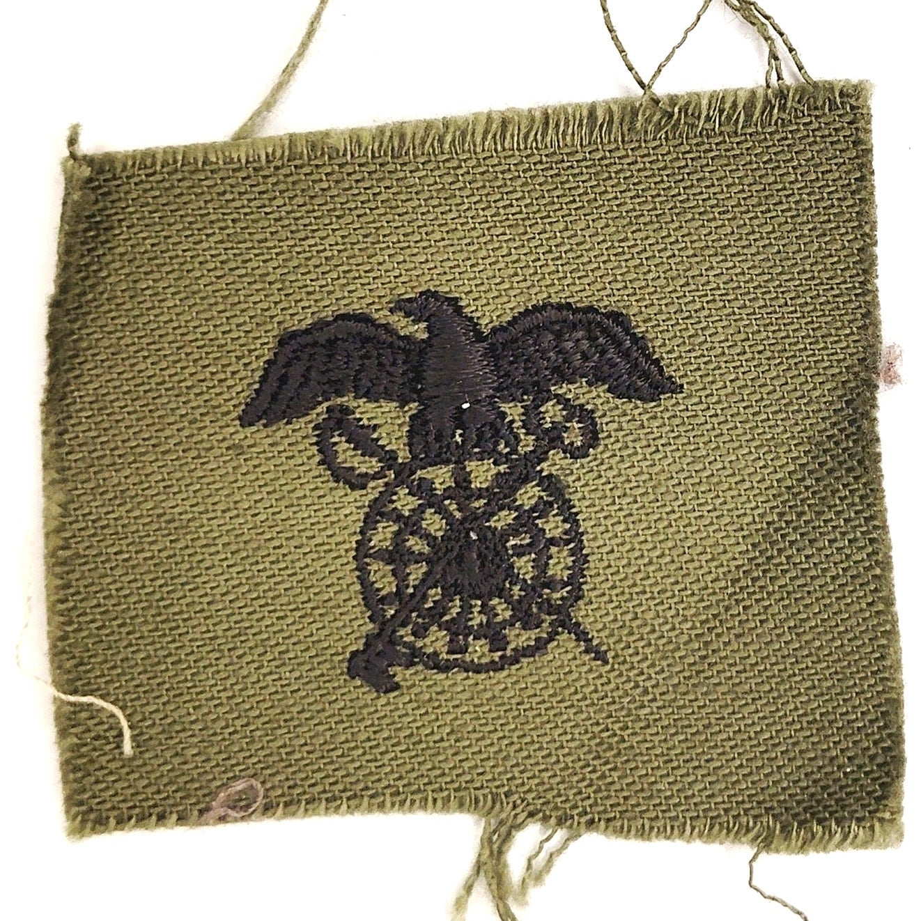 US Army Quartermaster Corps Officer Patch Subdued ODG 2" × 2‑1/4" Raw‑Edge