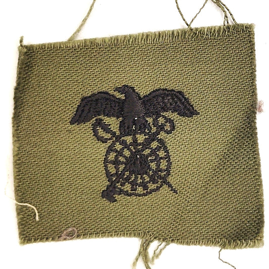 US Army Quartermaster Corps Officer Patch Subdued ODG 2" × 2‑1/4" Raw‑Edge