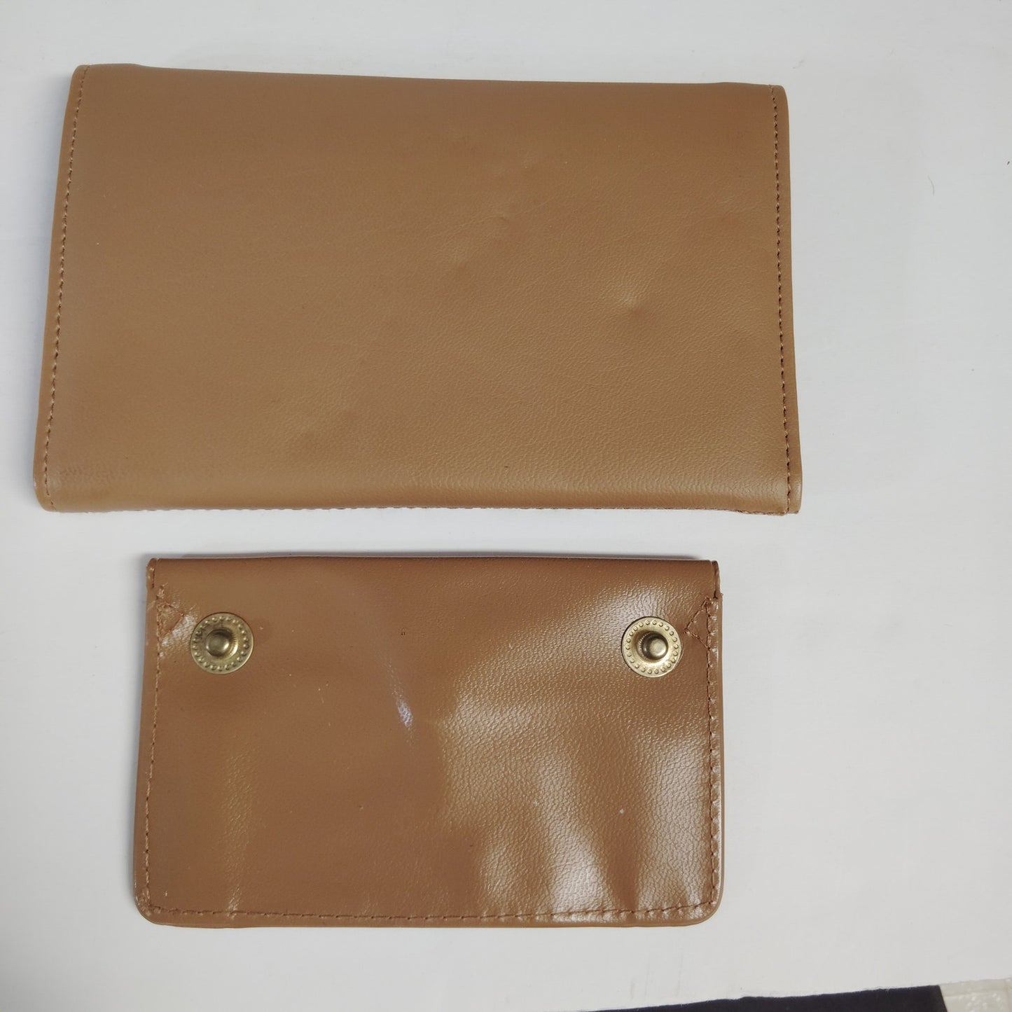 VTG Tan Faux Leather Organizer Pouch Set Ambassador Design Checkbook & Sm. Case