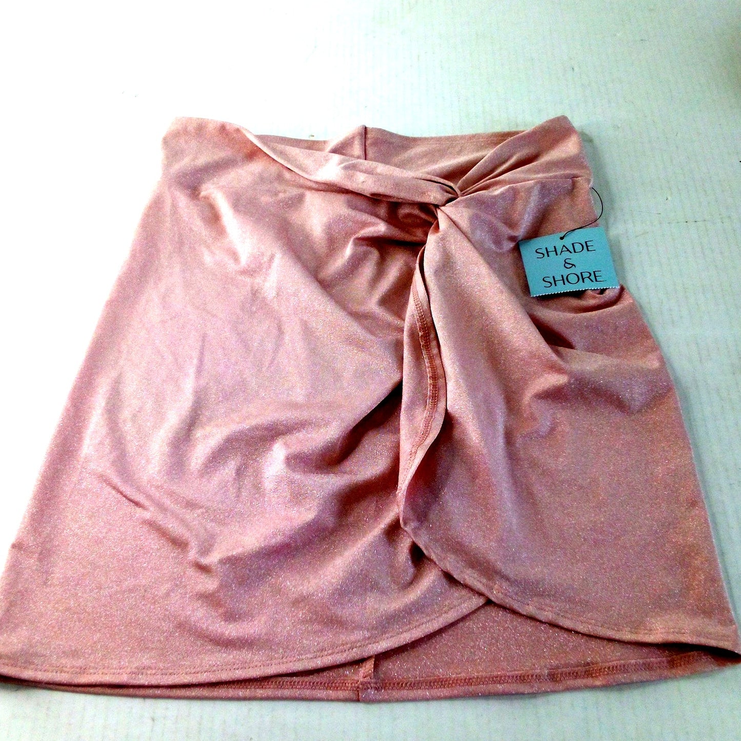 Shade & Shore Sparkle Twist Skirt Cover‑Up Pink L, Metallic Shimmer