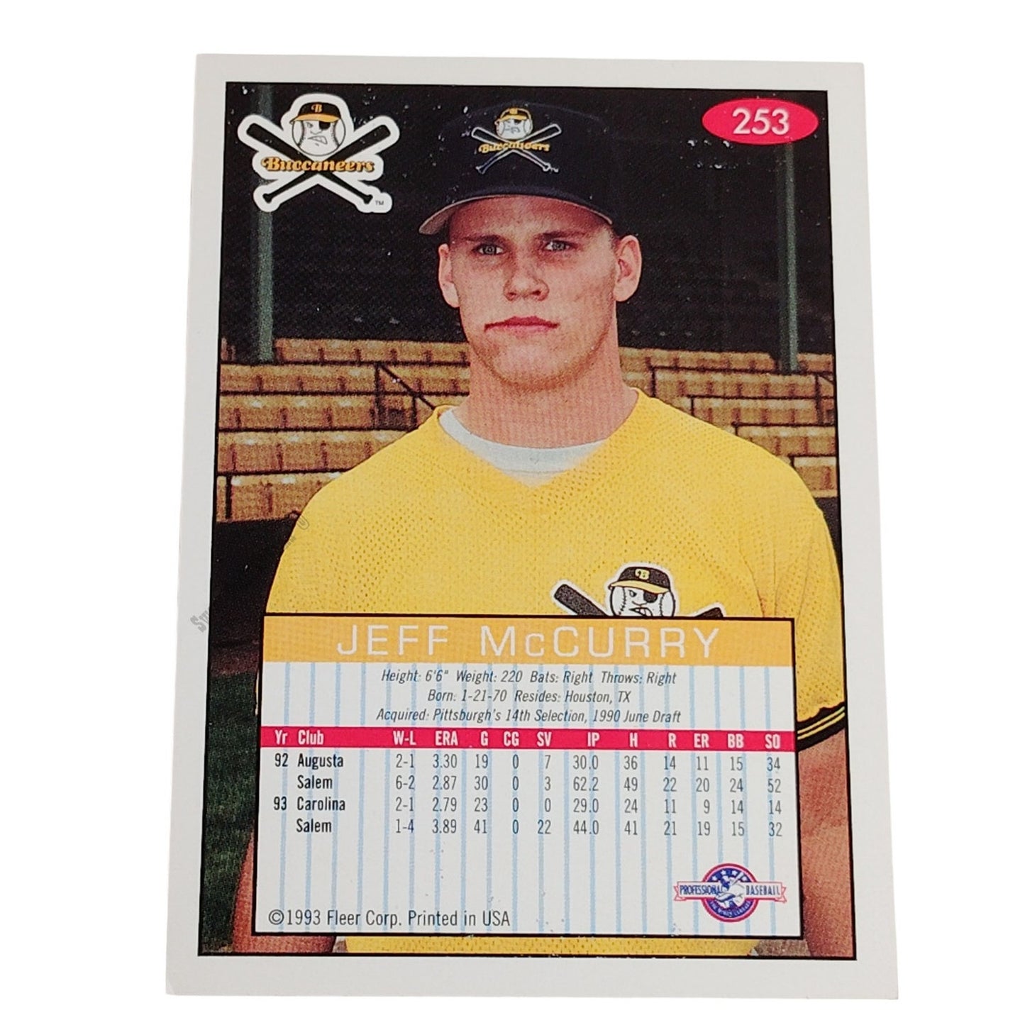 Jeff McCurry, Salem Buccaneers, No. 253,  93-94 Fleer Excel Minor Leagues