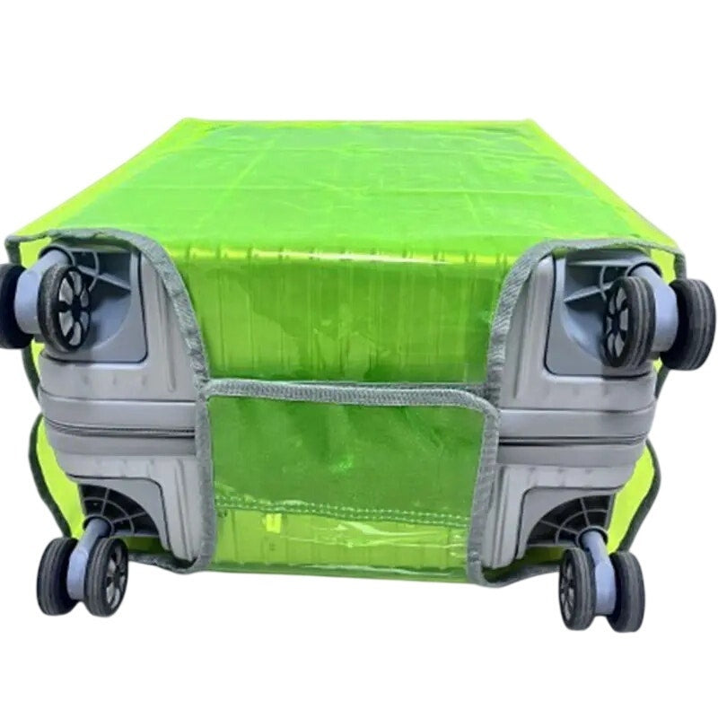17"–20" PVC Luggage Protective Cover – Transparent Yellow/Green w/ Built‑In Lock