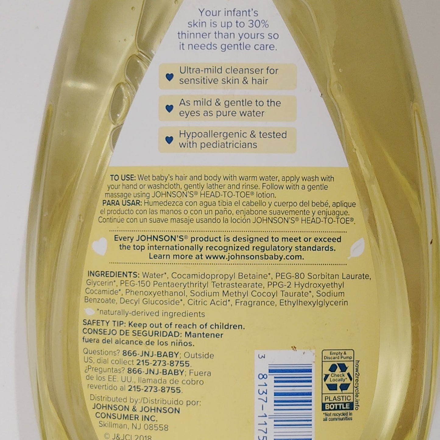 Johnson’s Baby Body Wash & Shampoo 3-Pk 27.1 fl oz Each Gentle Tear-Free Formula