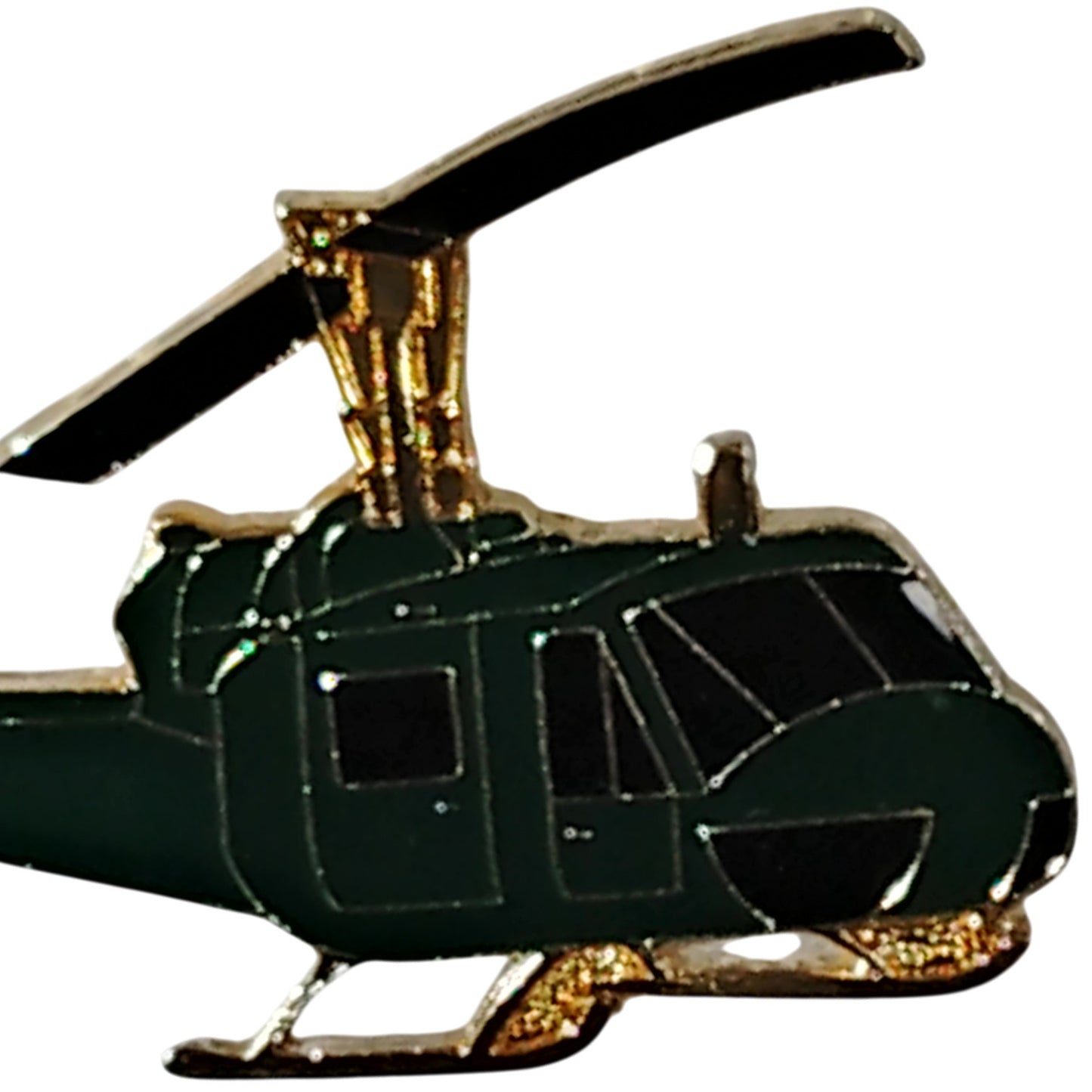 Huey UH-1 Helicopter Hat Lapel Brooch Pin - Vietnam Era - 2"W x 1-3/8"H