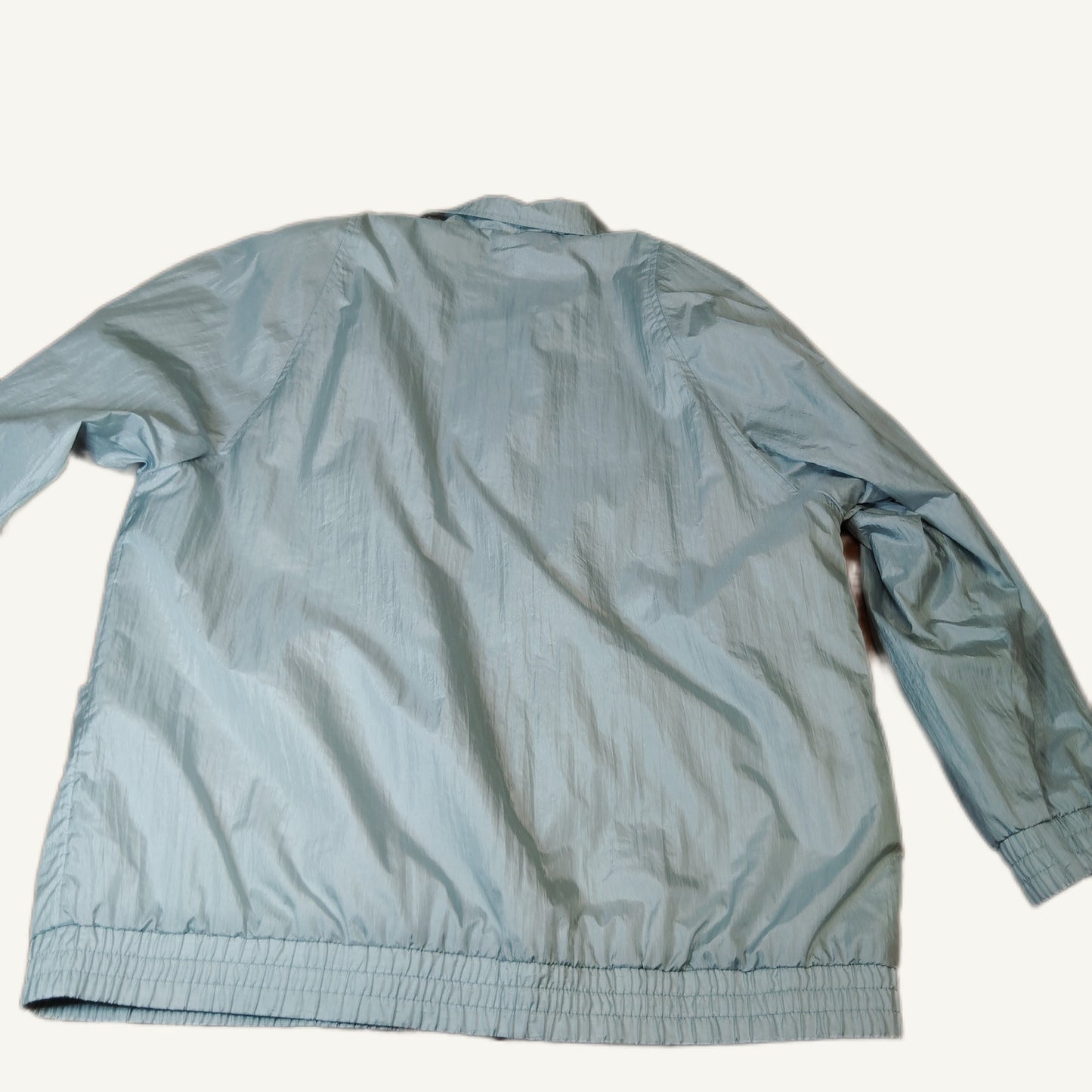 Haband Women's Lightweight Gray Nylon Jacket L Crinkled Shell Snap Front