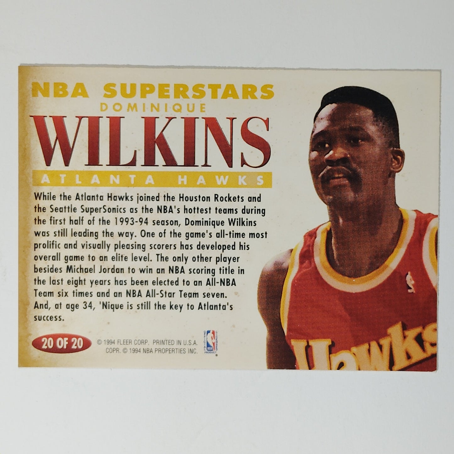 1993-94 Fleer Dominique Wilkins #20 NBA Superstars Atlanta Hawks Insert