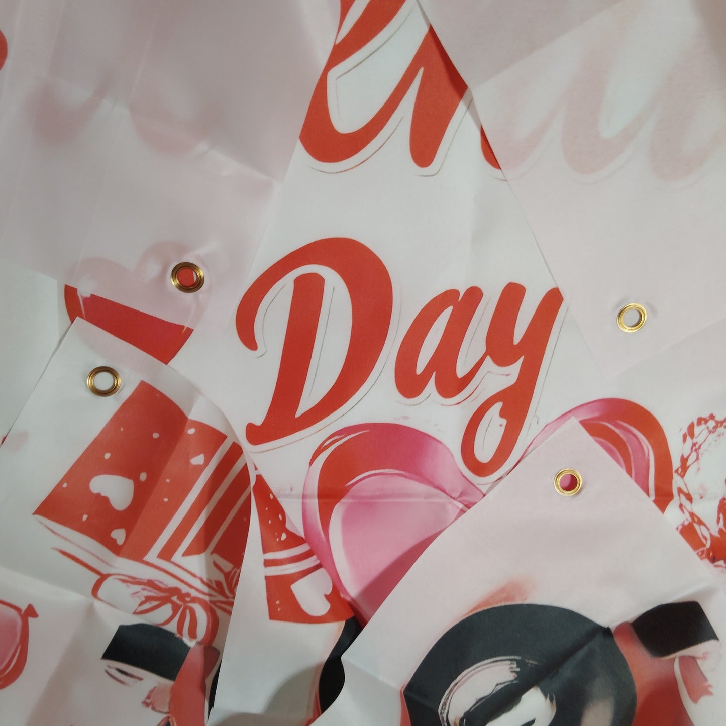 Happy Valentines Day Banner 35x72 Parisian Floral Heart Design w/ Grommets, Tape