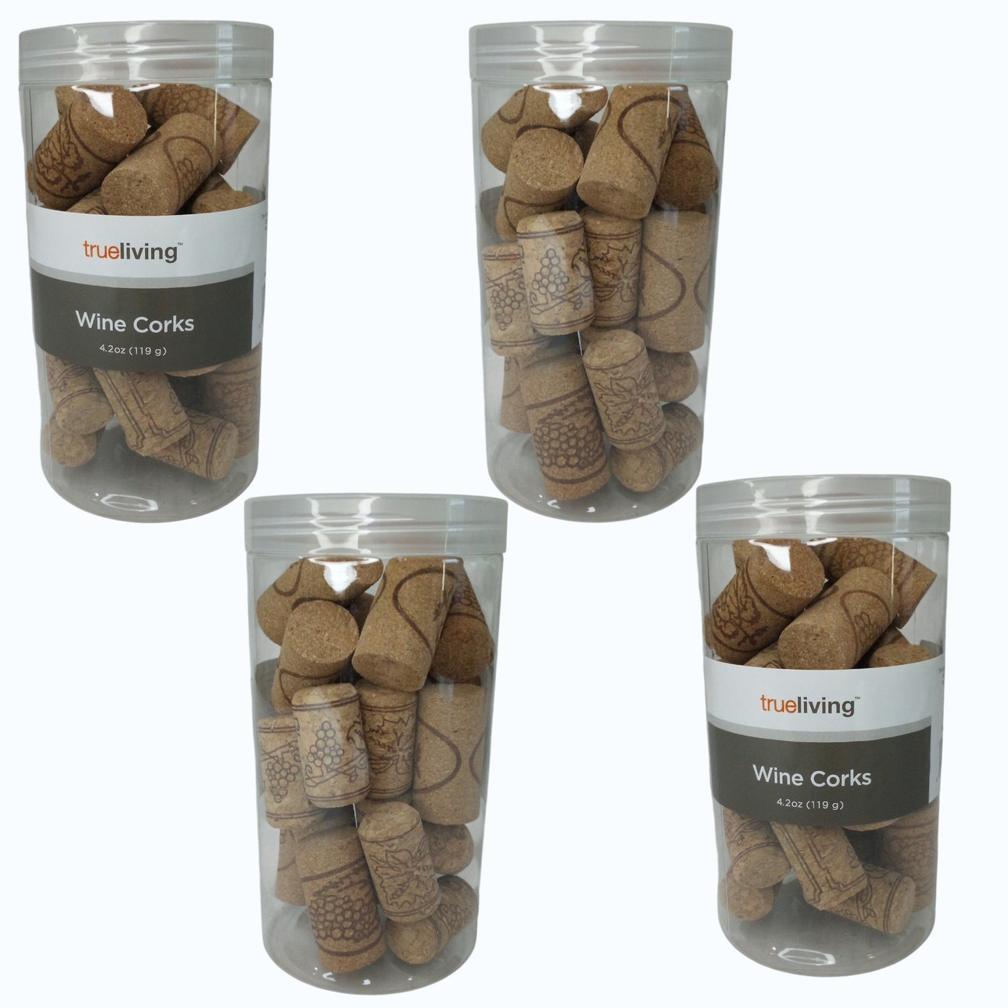 Trueliving Straight Wine Corks – 4 Jars – Various Designs – 16.8 oz Total