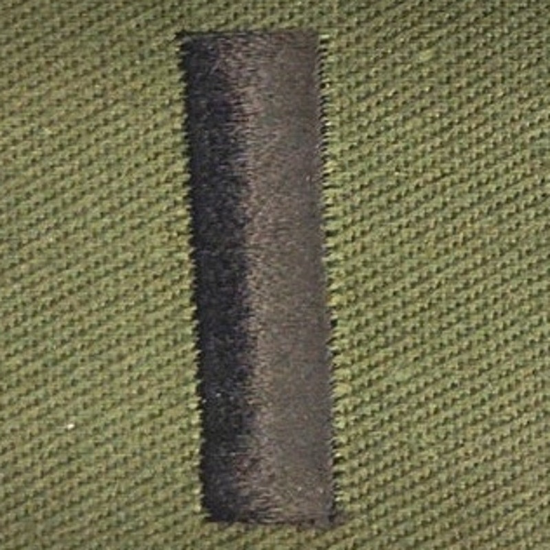 US Army 1st Lieutenant Rank Patch Strip – ODG Black Sew-On Folded Twill