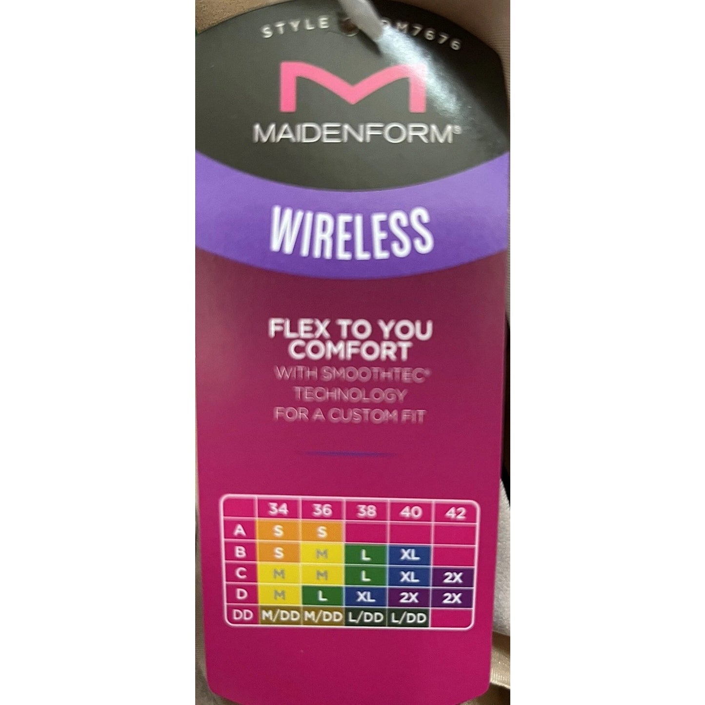 Maidenform DM7676 Modern Comfort SmoothTec Wireless Pullover Bra – Fuchsia – L