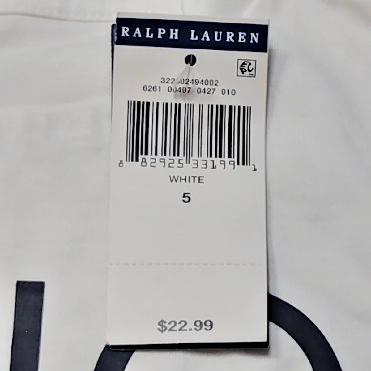 Polo Ralph Lauren Boys POLO 1992 Graphic Tee Size 5 White Navy T-Shirt