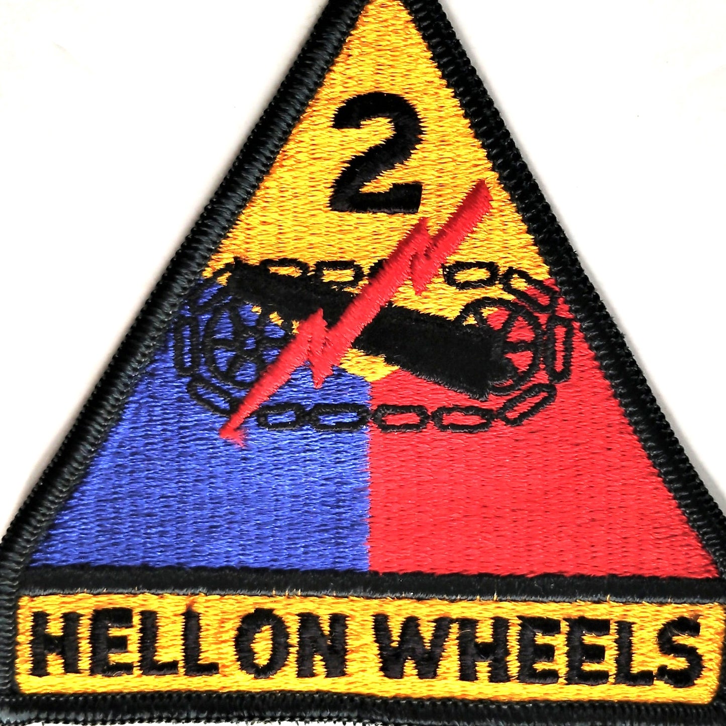 US Army 2nd Armored Division Hell on Wheels Patch 4 × 3‑3/4 Sew‑On