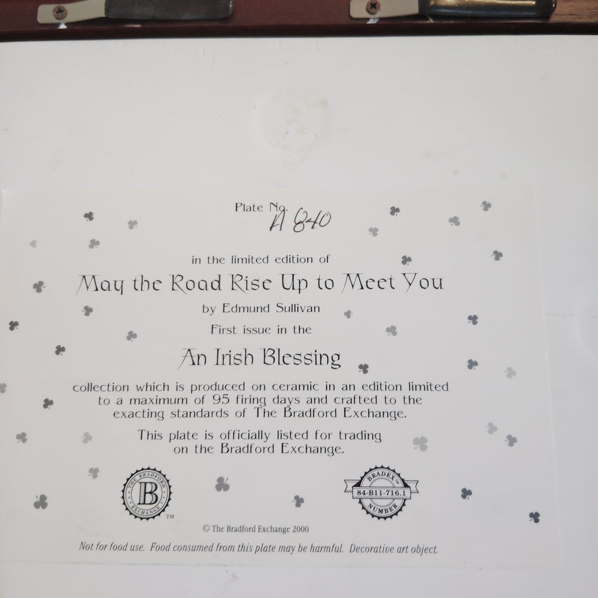 Bradford Exchange Irish Blessing Framed 4-Plate Set by Edmund Sullivan