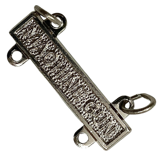 Military Qualification Bar, Machine Gun, Silver Text and Background 1/2"H x 1"W