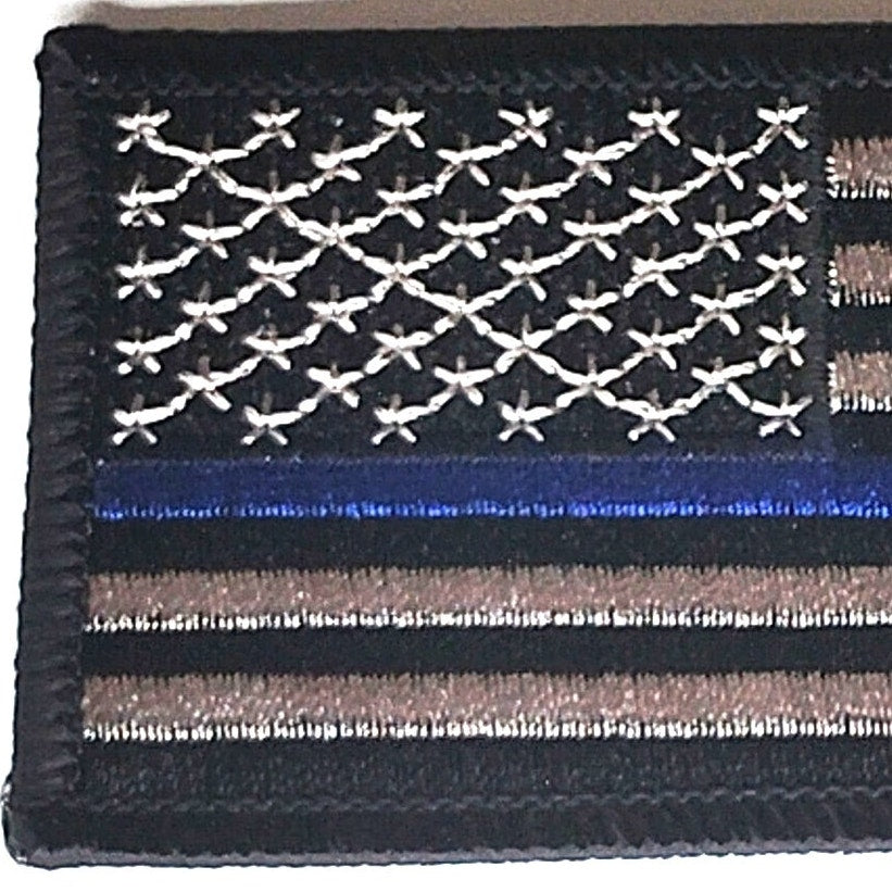 Thin Blue Line US Flag Patch Law Enforcement Support Sew-On 3-3/8" x 1-7/8"