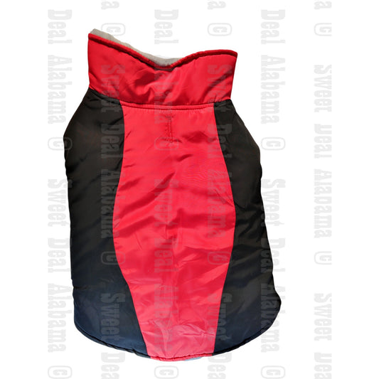 Waterproof Fleece Dog Coat – Red Winter Jacket for Small Dogs, Size M