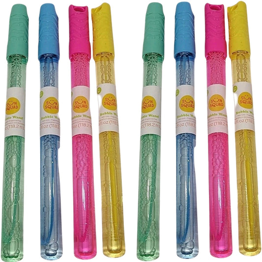 Sun Squad Bubble Wands – 8pk – 4oz Each 4 Assorted Colors – Dye Free & Non‑Toxic