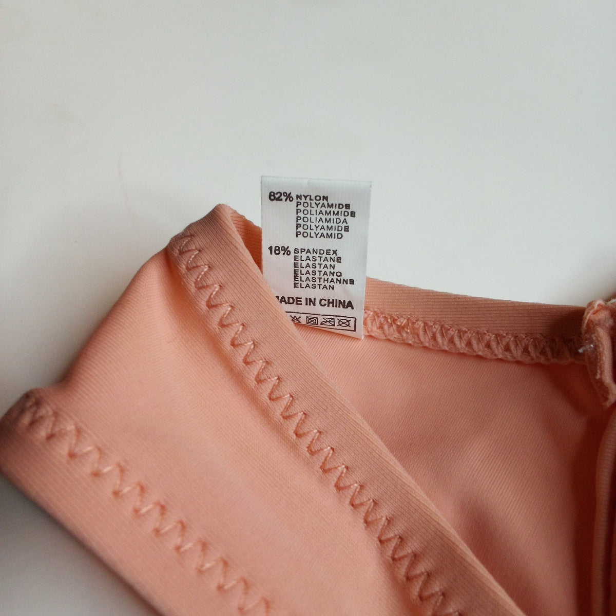 Large Coral Unbranded Bikini Top with Silver Ring & Ribbed Trim