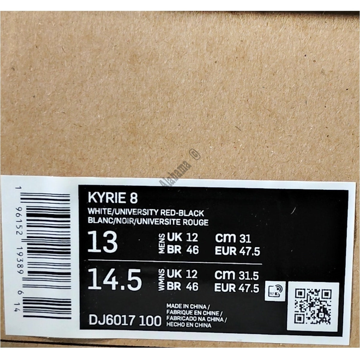 Nike Air Zoom Kyrie Irving 8, Size M-13 / W-14.5 University Red/Black DJ6017-100