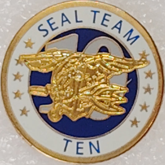 U.S. Navy SEAL Team Ten Insignia Novelty Hat/Lapel/Brooch Pin, Enamel Metal