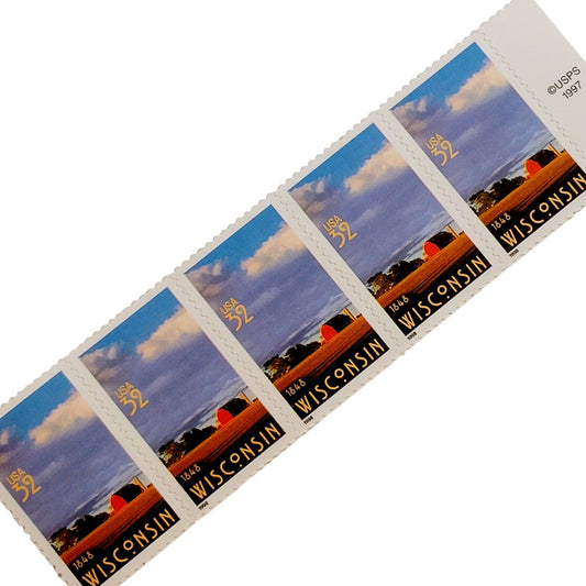 1998 Wisconsin Statehood Strip of 5 MNH – Scott 3206 Barn Design
