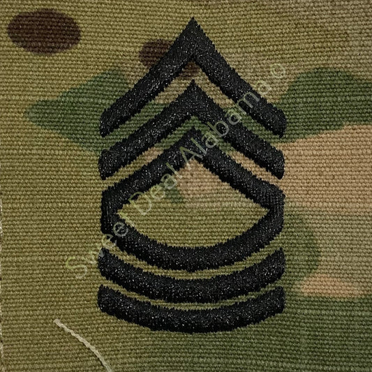 Army Master Sergeant E-8 OCP Sew-On Rank Uniform Insignia, Multi-Camo, 2" x 2"