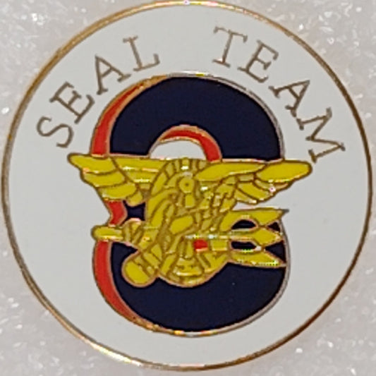 U.S. Navy SEAL Team Eight Emblem Novelty Hat/Lapel/Brooch Pin, Enamel Metal