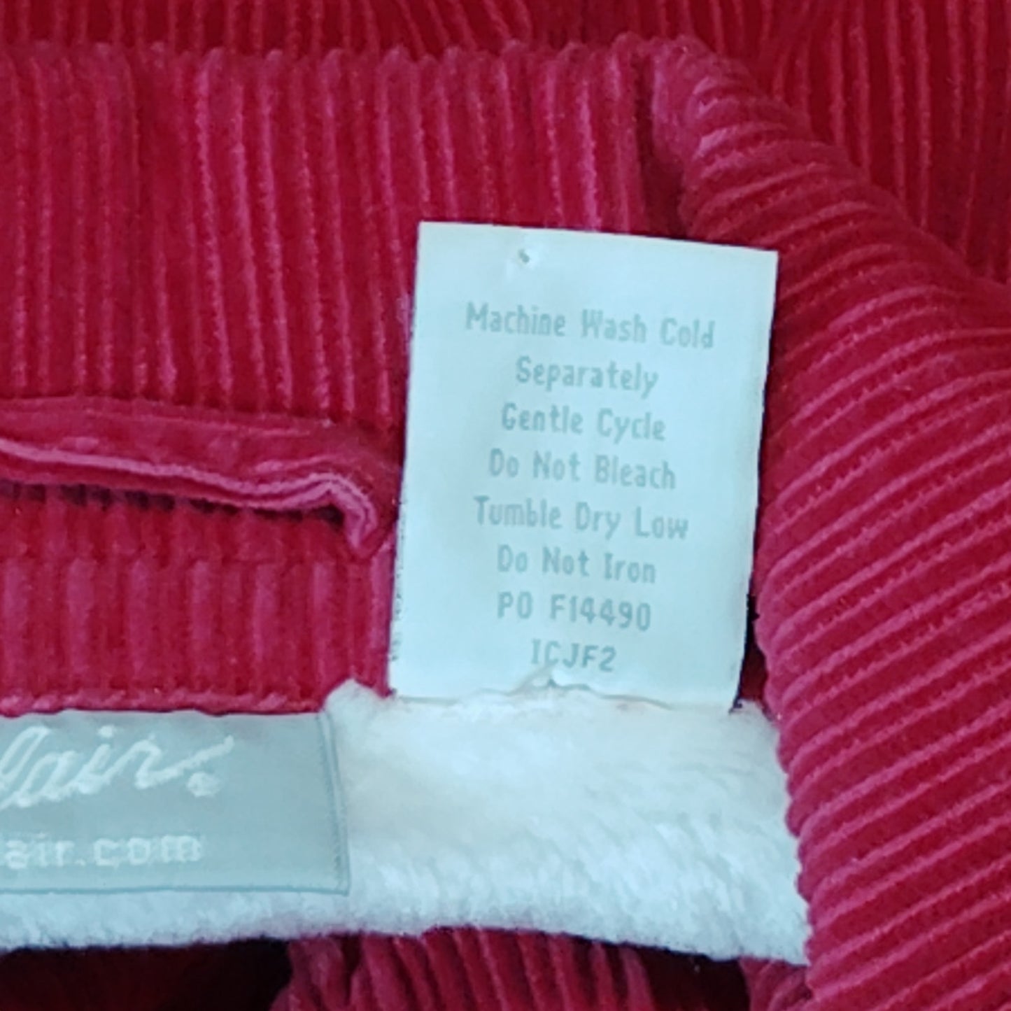 Blair Women's Large Red Pink Corduroy Jacket with Removable Sherpa Hood