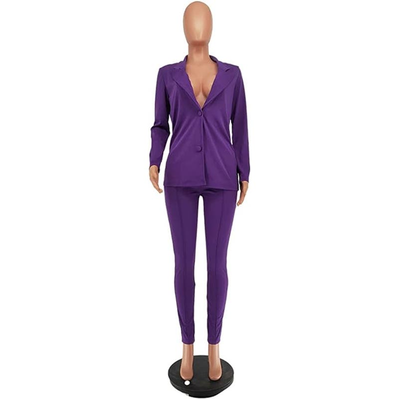 Women's 2 Piece Outfit Deep V, L/S, Blazer (43 Bust) & Pants (31W, 41H, & 30L)