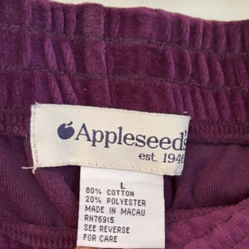 Appleseed's Women's 2-Piece Wine Velour Sweat Set Top & Pants L Purple