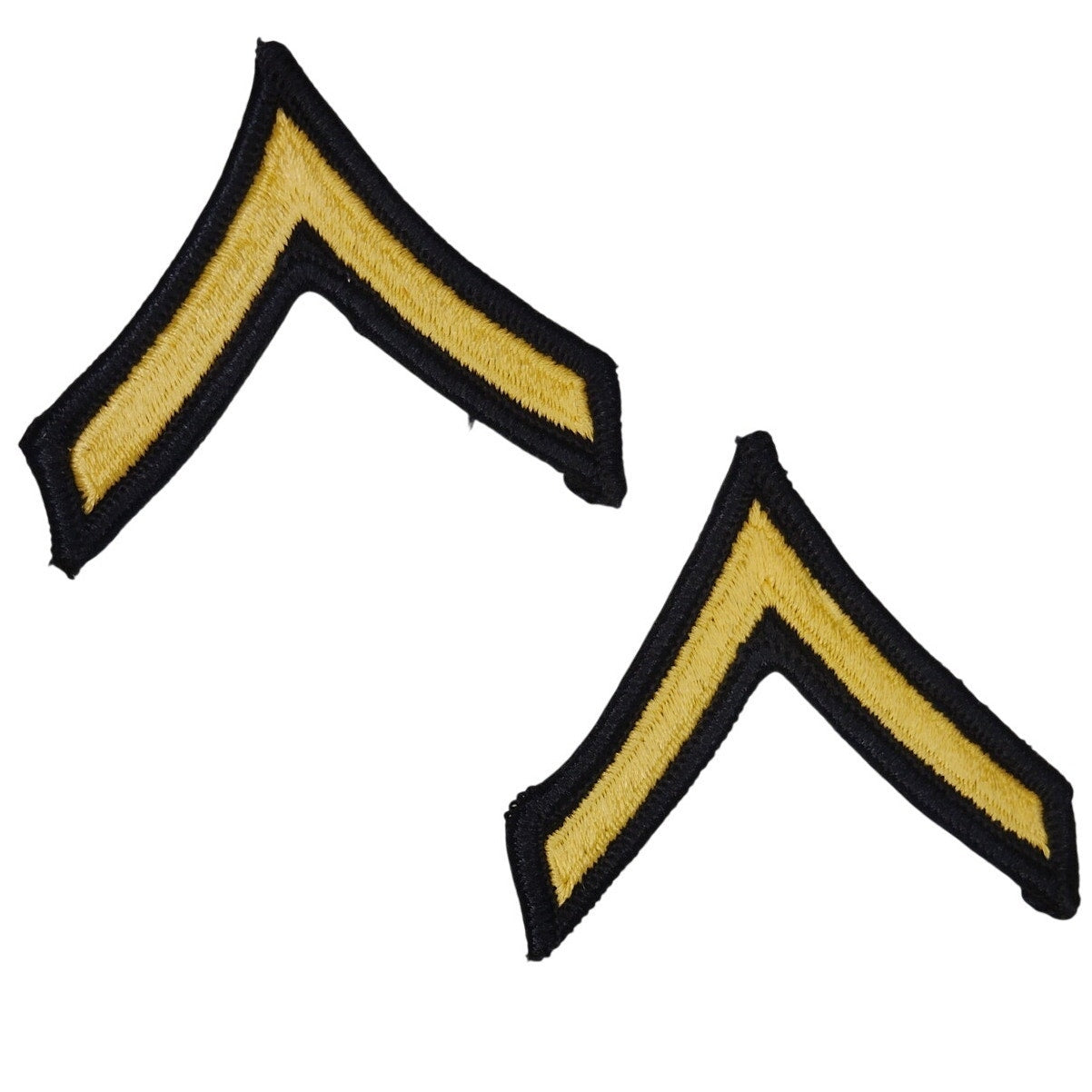 US Army Private E‑2 Rank Chevrons Female Gold on Green Pair Sew‑On